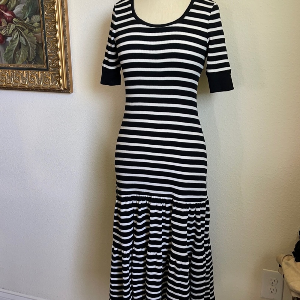 Lauren Ralph Lauren waffle knit ruffle tiered dres